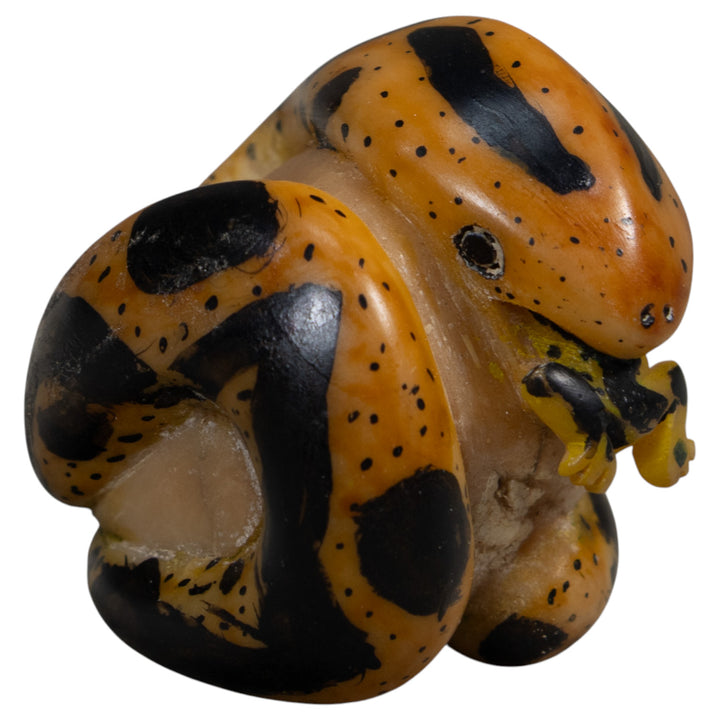 Vintage Snake Eating Frog Tagua Carving