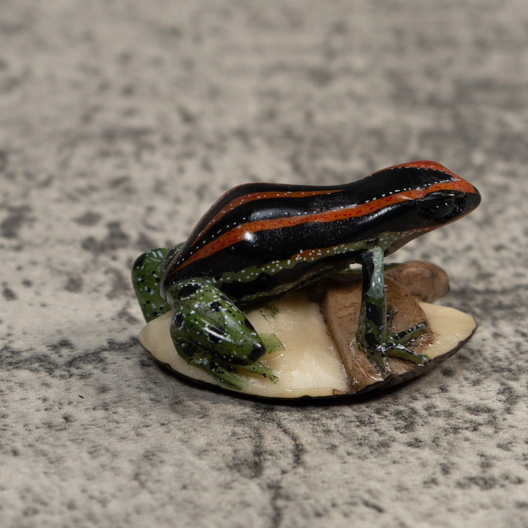 Orange Black And Green Poison Dart Frog Tagua Carving