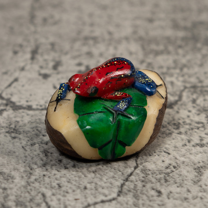Red And Blue Poison Dart Frog Tagua Carving