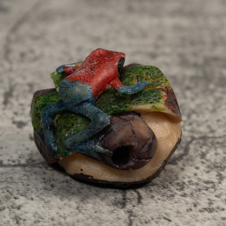 Red And Blue Poison Dart Frog Tagua Carving