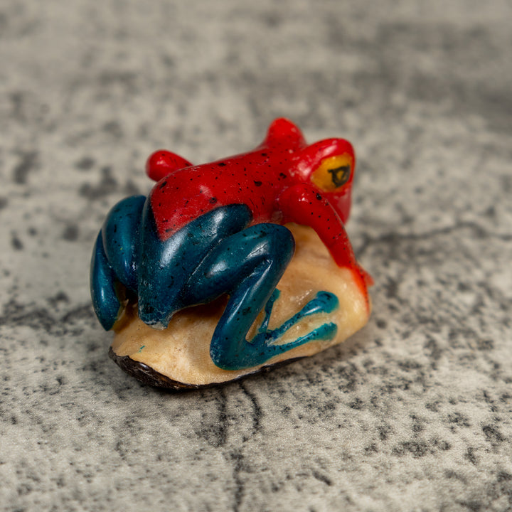 Red And Blue Poison Dart Frog Tagua Carving