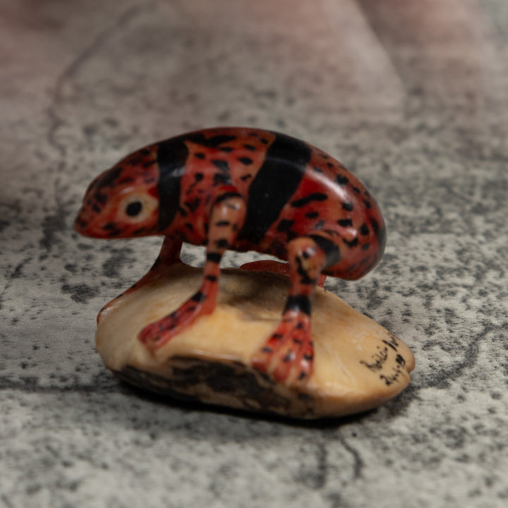 Gold And Black Undercut Poison Dart Frog Tagua Carving
