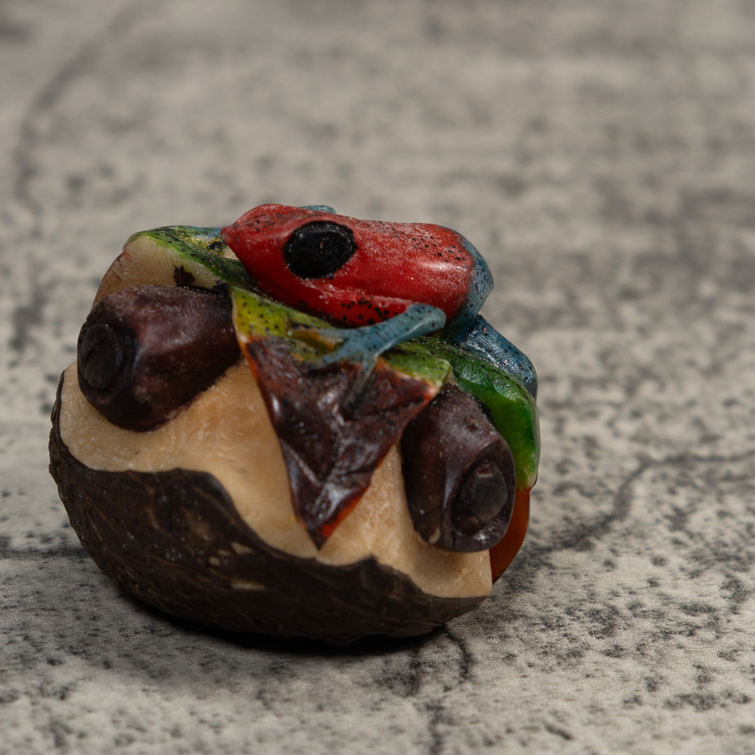 Red And Blue Poison Dart Frog Tagua Carving