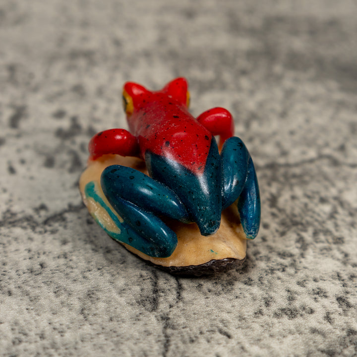 Red And Blue Poison Dart Frog Tagua Carving