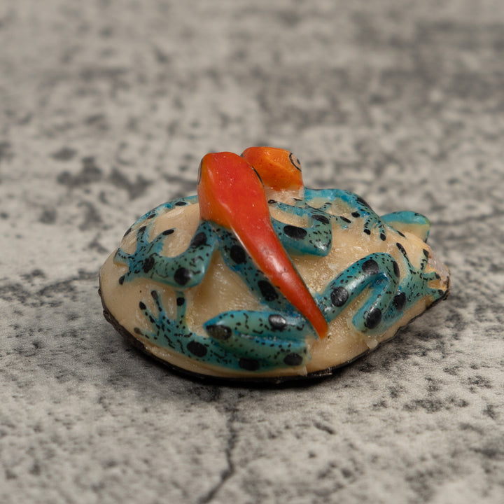 Double Vintage Red And Blue Poison Dart Frog Tagua Carving