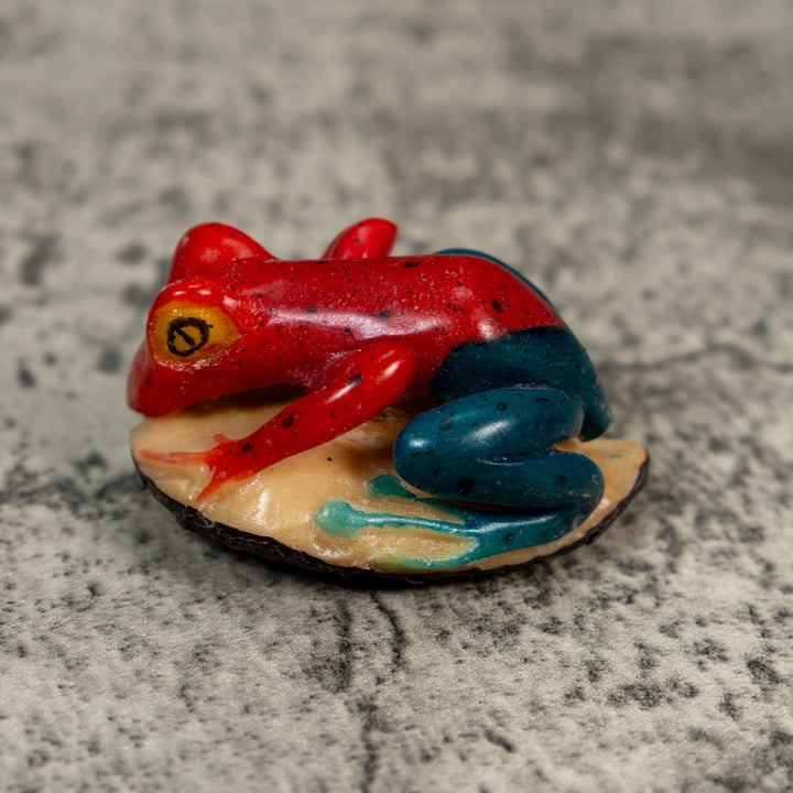 Red And Blue Poison Dart Frog Tagua Carving
