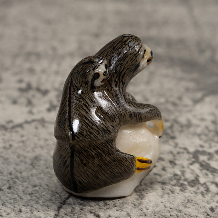 Sloth With Cub Tagua Carving