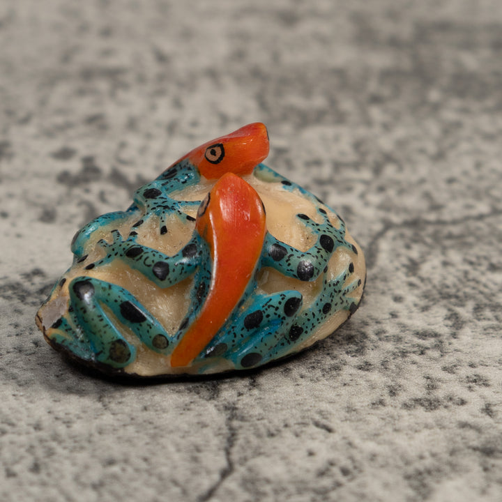 Double Vintage Red And Blue Poison Dart Frog Tagua Carving
