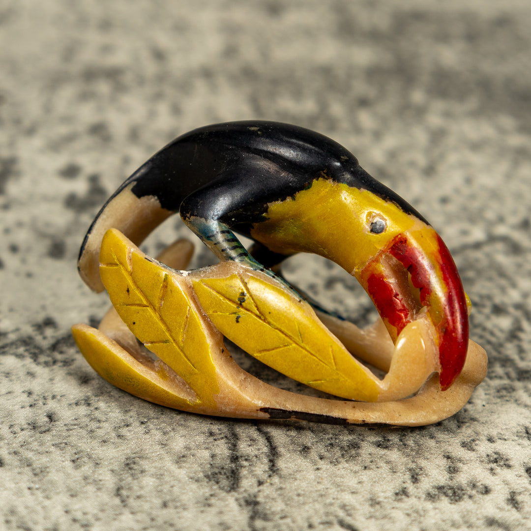 Vintage Toucan Parrot Bird Tagua Carving