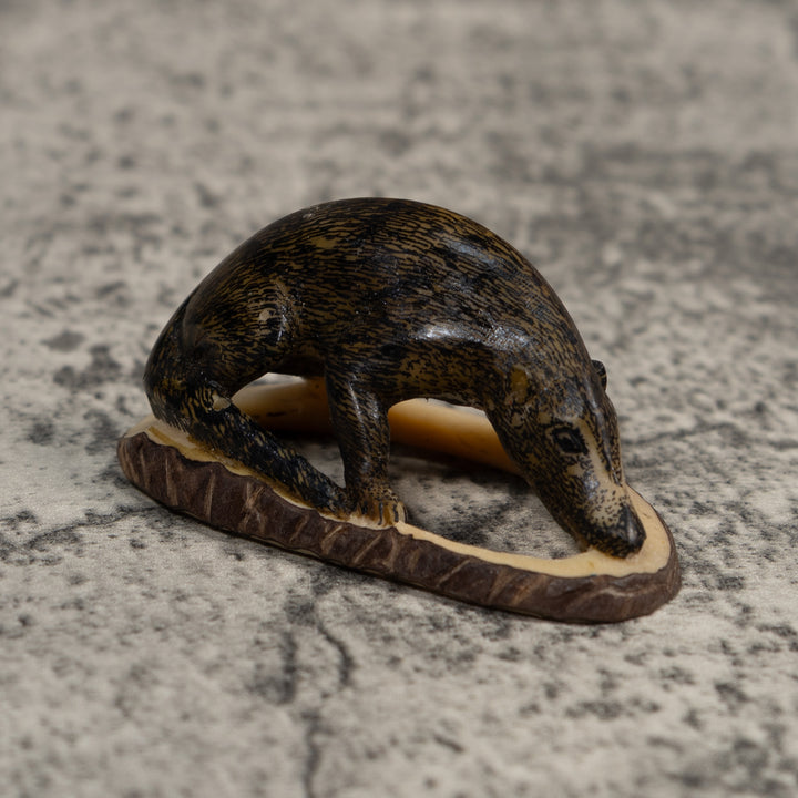 Vintage Brown Coatimundi Tagua Carving