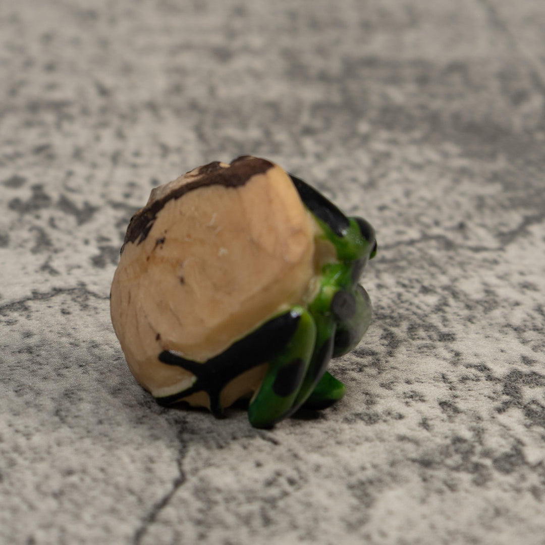 Vintage Green And Black Frog Tagua Carving