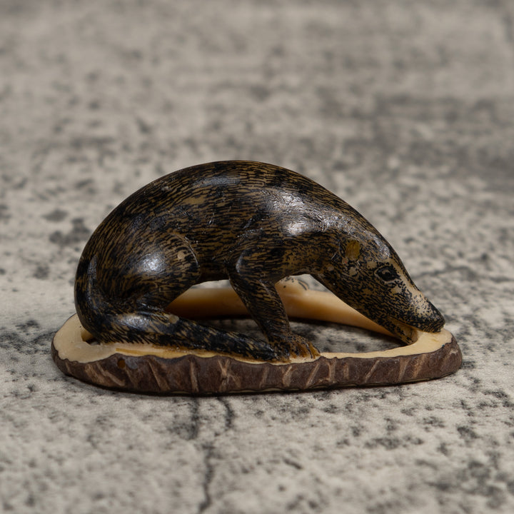 Vintage Brown Coatimundi Tagua Carving