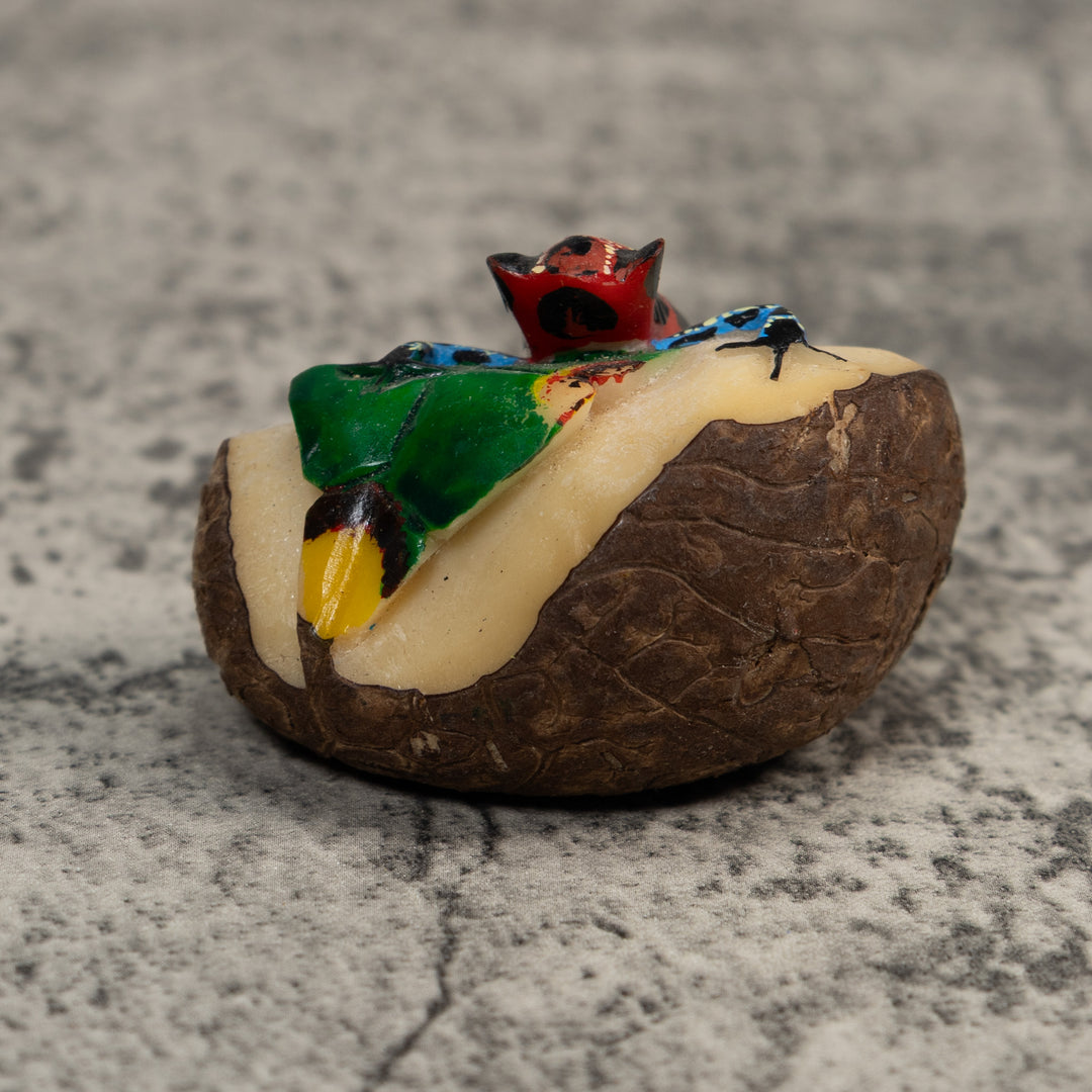 Blue Red And Black Poison Dart Frog Tagua Carving