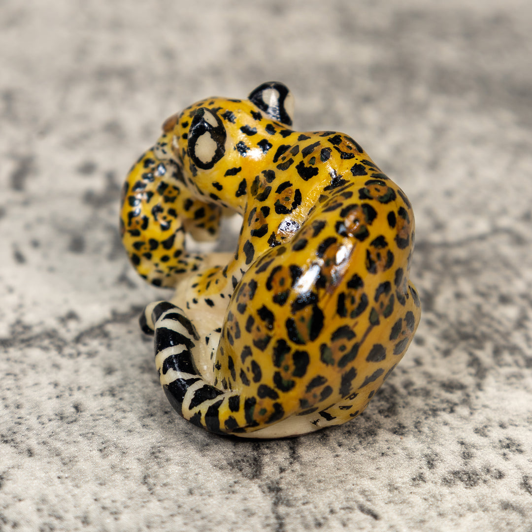 Jaguar Cat With Cub Tagua Carving