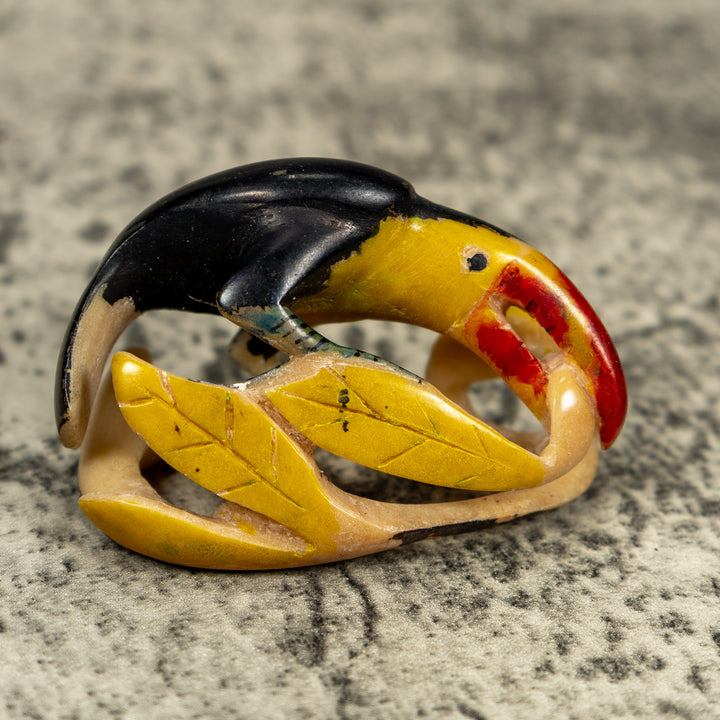 Vintage Toucan Parrot Bird Tagua Carving