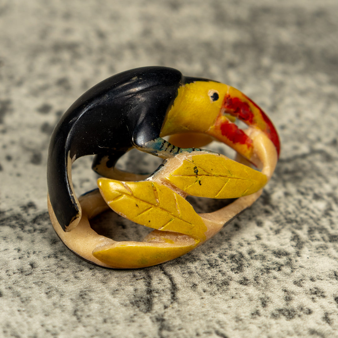 Vintage Toucan Parrot Bird Tagua Carving
