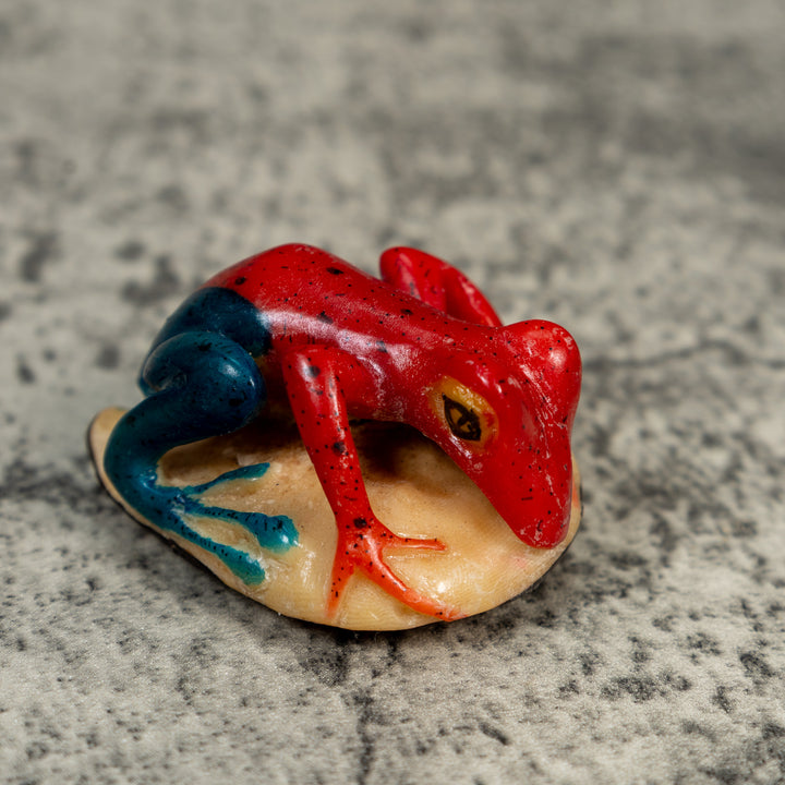 Red And Blue Poison Dart Frog Tagua Carving