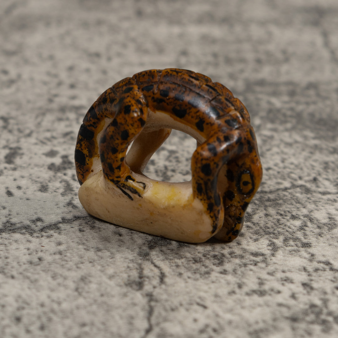 Vintage Brown Alligator Crocodile Tagua Carving