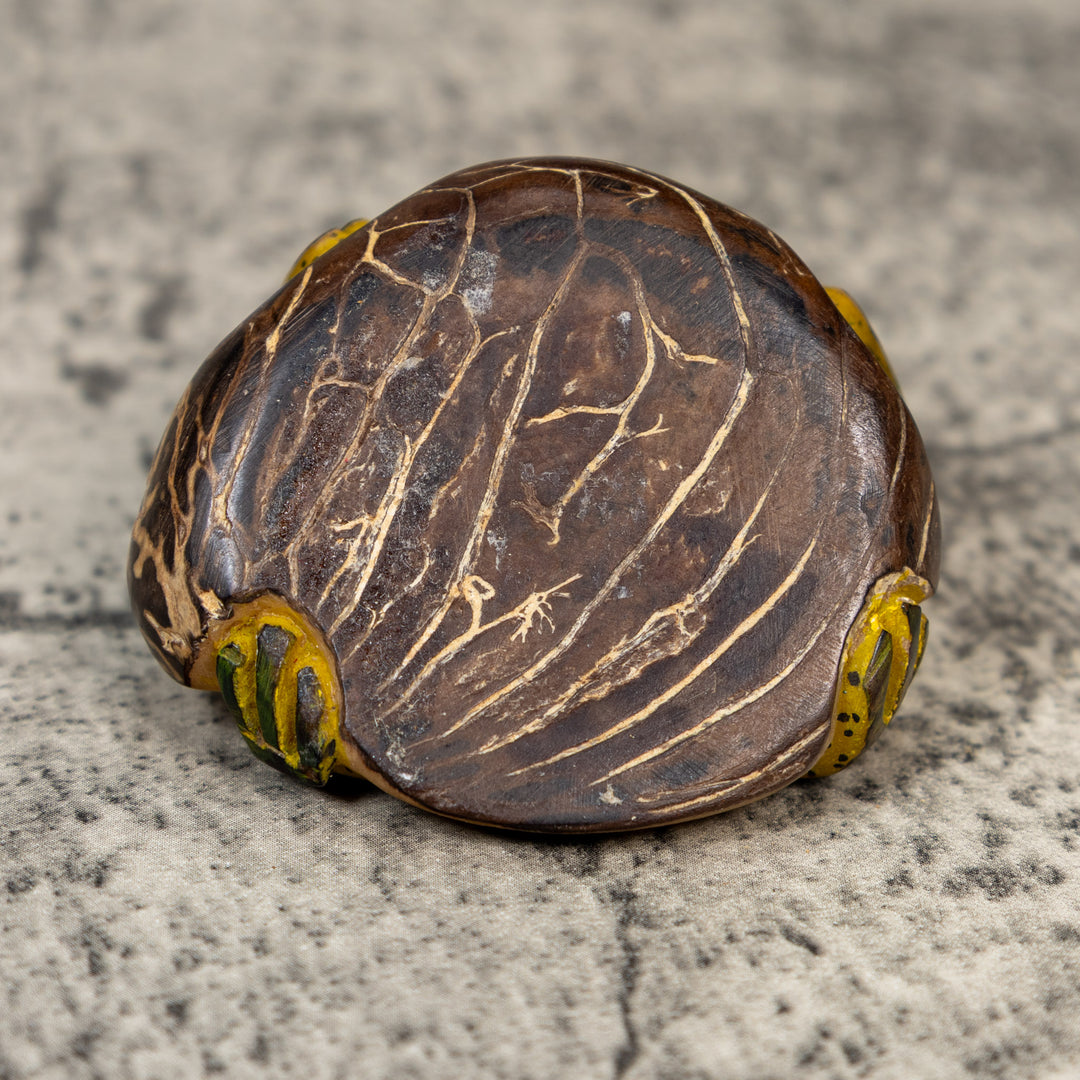 Vintage Yellow And Brown Frog Tagua Carving
