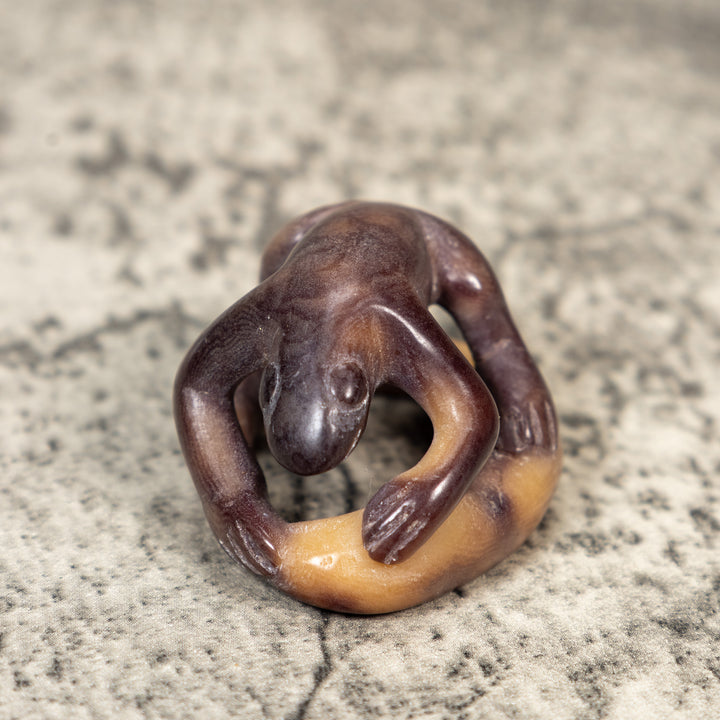 Vintage Dyed Frog Scarf Slide Tagua Carving