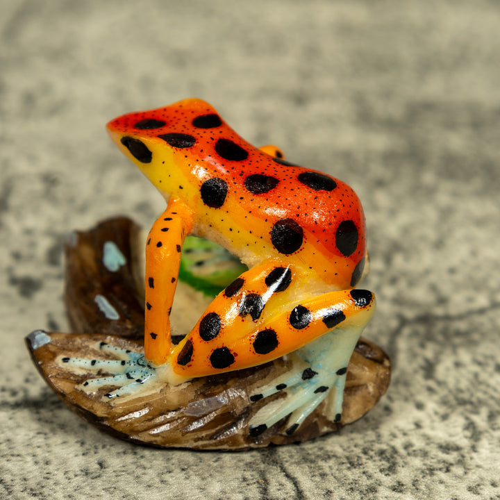 Orange And Yellow Poison Dart Frog Tagua Carving