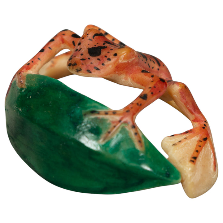 Vintage Undercut Golden Frog Tagua Carving