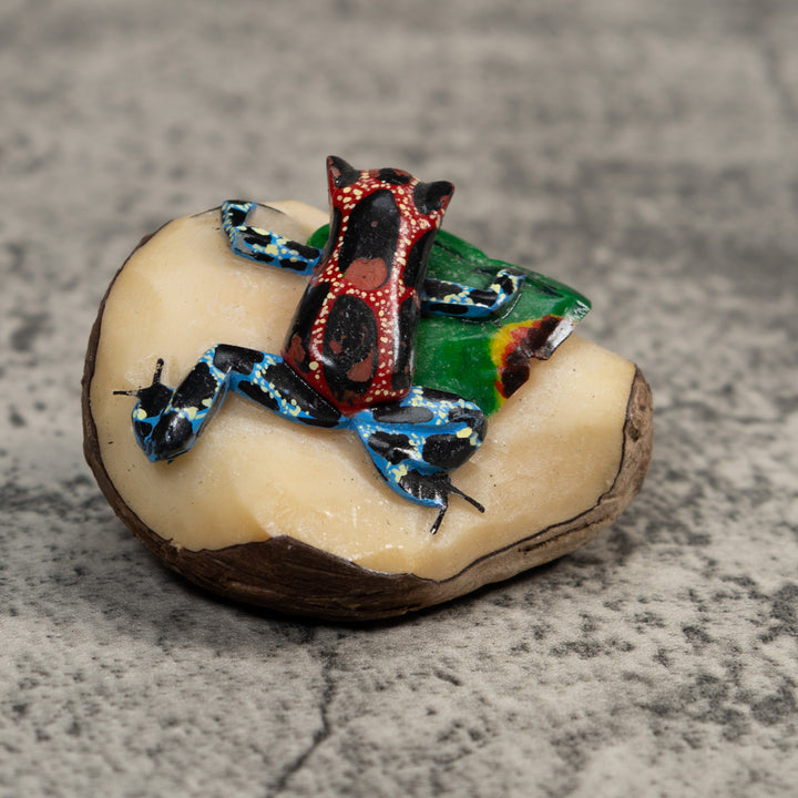 Blue Red And Black Poison Dart Frog Tagua Carving