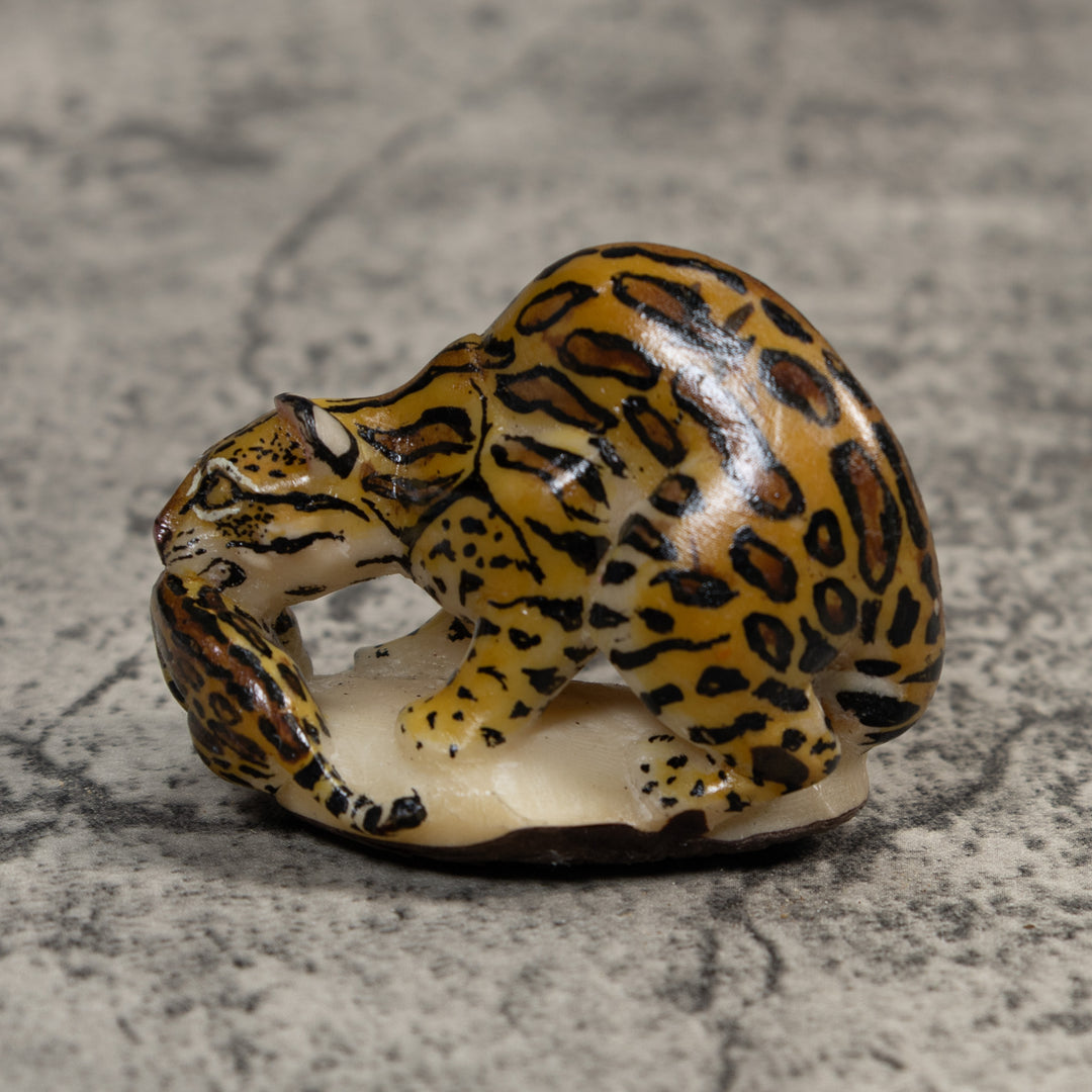 Jaguar Cat With Cub Tagua Carving