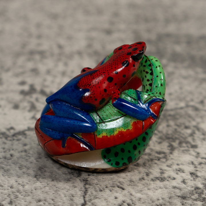 Red And Blue Poison Dart Frog Tagua Carving