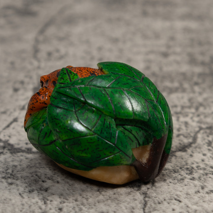 Vintage Green Orange And Black Poison Dart Frog Tagua Carving