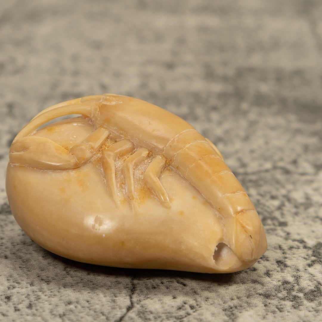 Vintage White Shrimp Tagua Carving