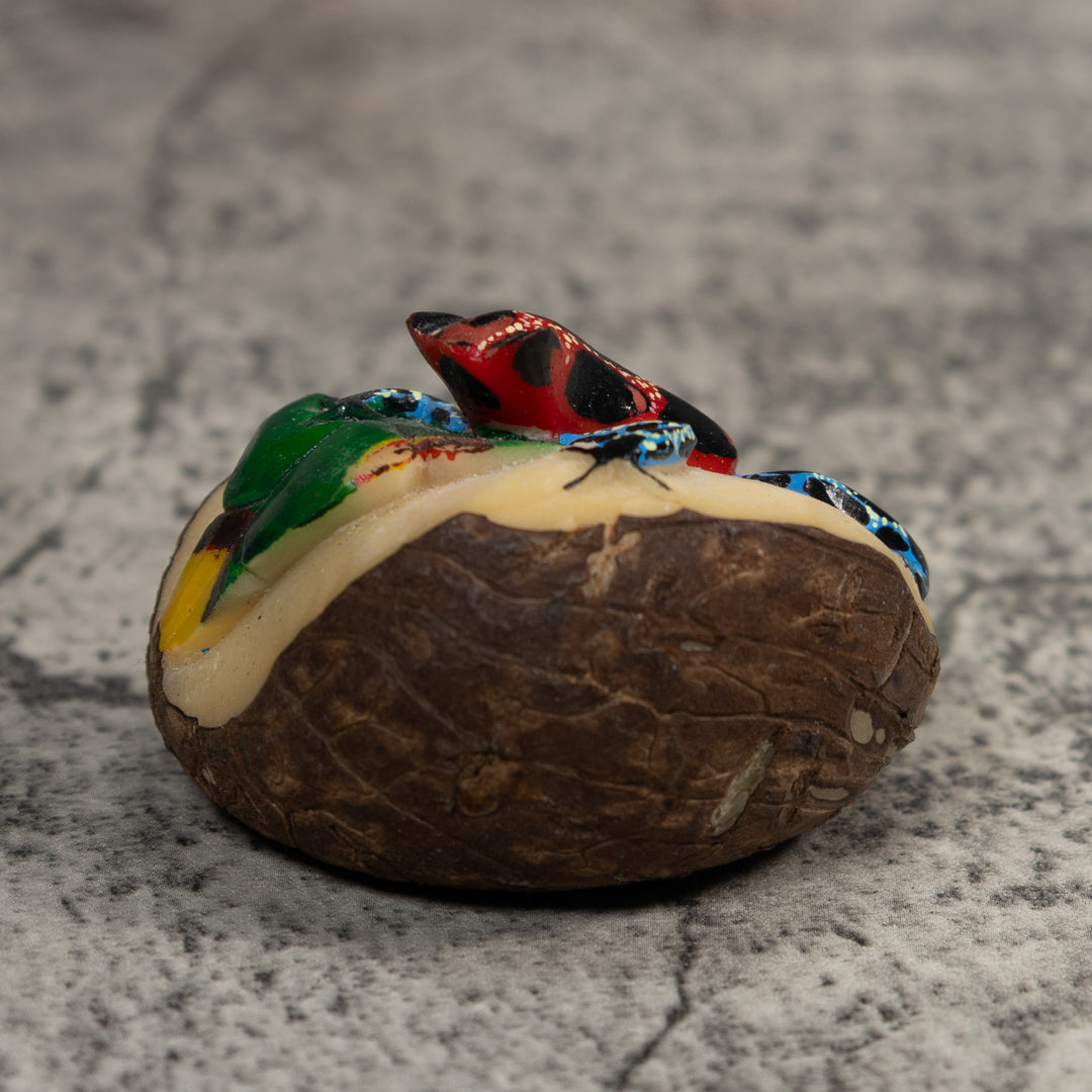 Blue Red And Black Poison Dart Frog Tagua Carving