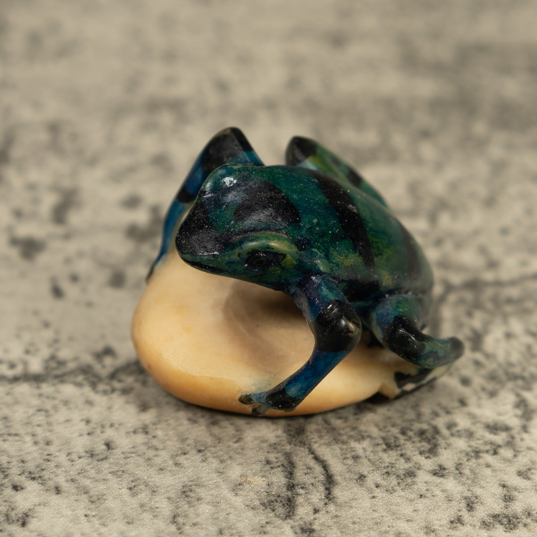 Black Bluish Green Poison Dart Frog Tagua Carving