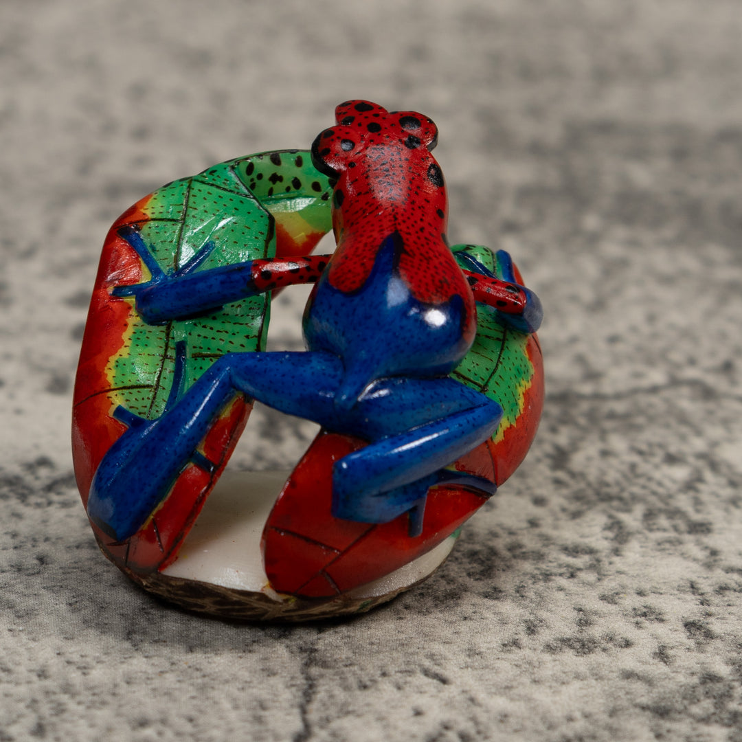 Red And Blue Poison Dart Frog Tagua Carving