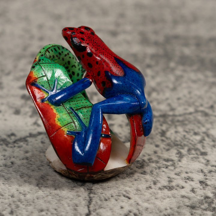 Red And Blue Poison Dart Frog Tagua Carving