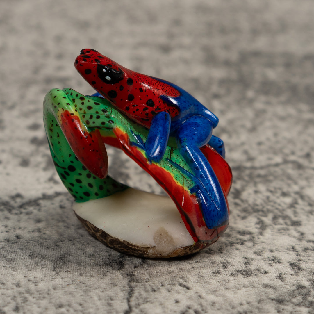 Red And Blue Poison Dart Frog Tagua Carving
