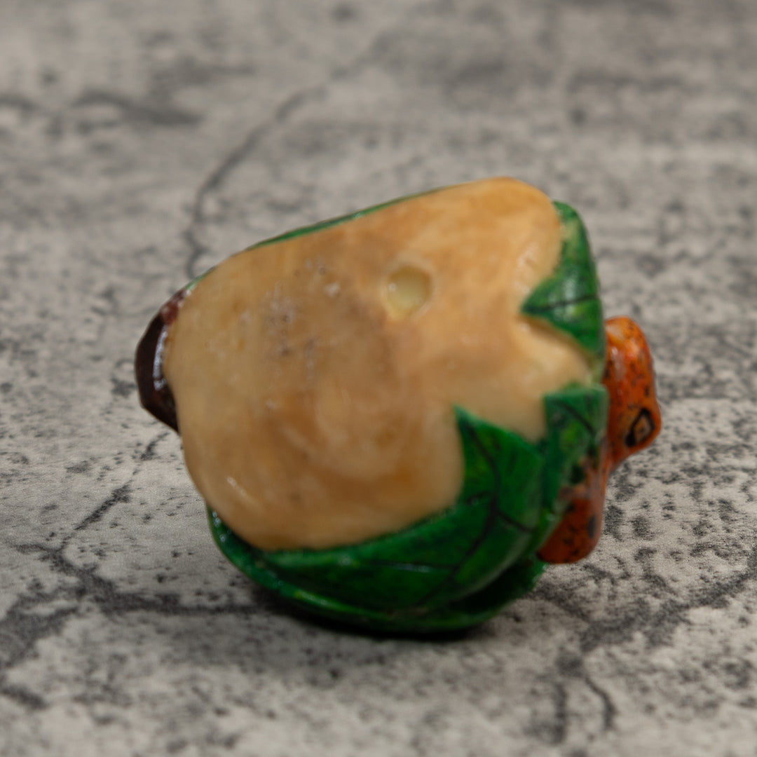 Vintage Green Orange And Black Poison Dart Frog Tagua Carving