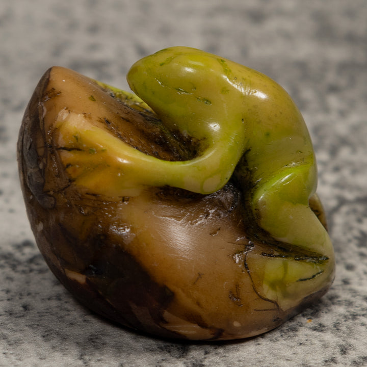 Vintage Green Frog Tagua Carving