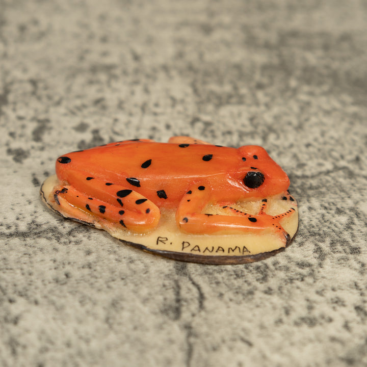 Orange Jungle Frog Tagua Carving