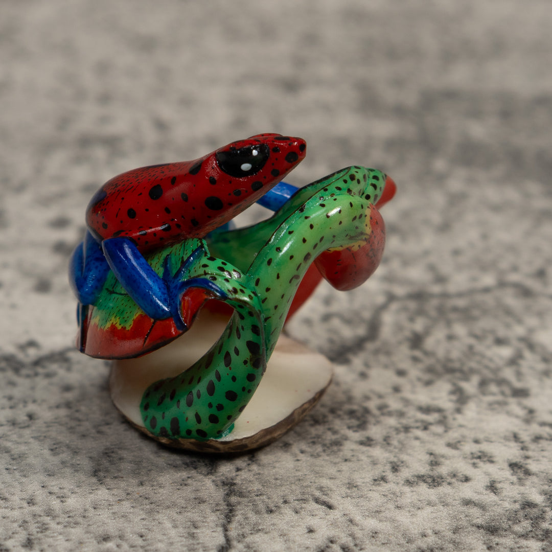 Red And Blue Poison Dart Frog Tagua Carving