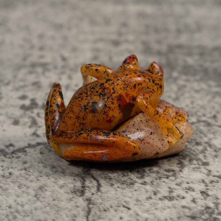 Red And Black Sprinkled Poison Dart Frog Tagua Carving