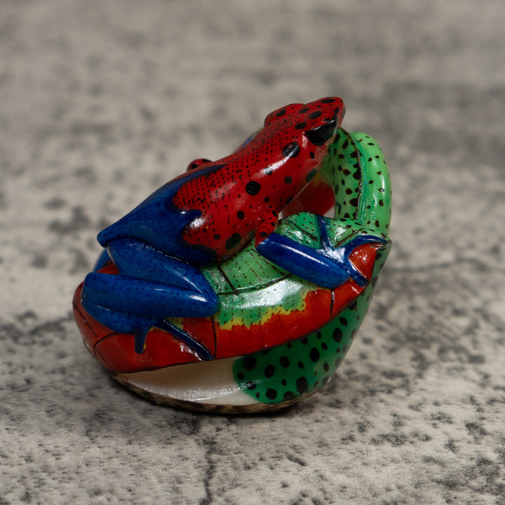 Red And Blue Poison Dart Frog Tagua Carving