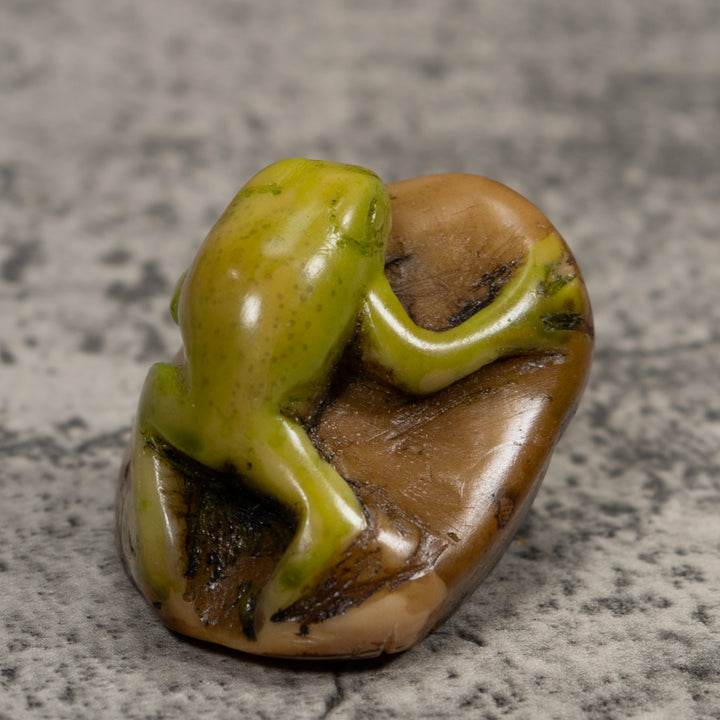 Vintage Green Frog Tagua Carving