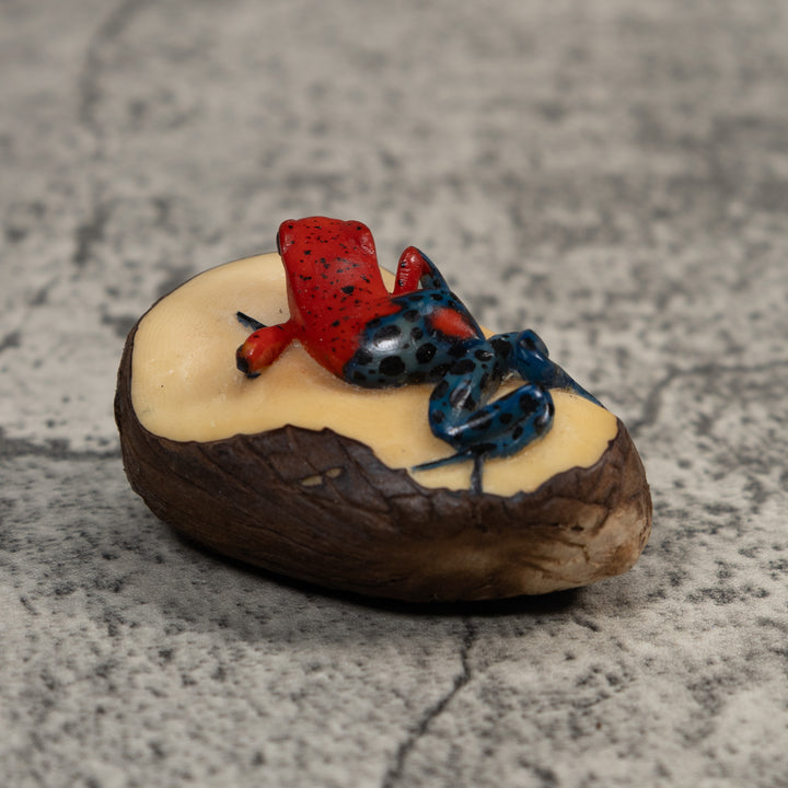 Red And Blue Poison Dart Frog Tagua Carving