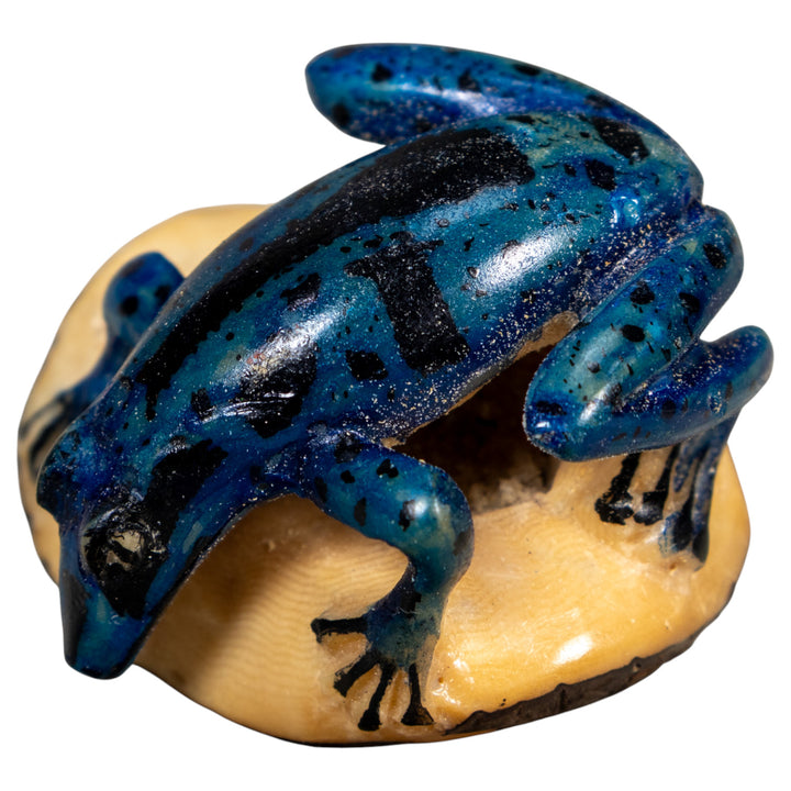 Blue And Black Poison Dart Frog Tagua Carving