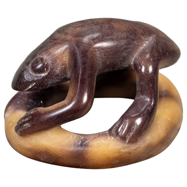 Vintage Dyed Frog Scarf Slide Tagua Carving