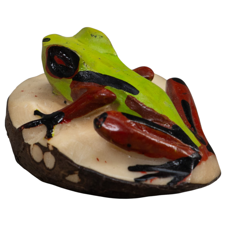 Vintage Green And Rose Poison Dart Frog Tagua Carving