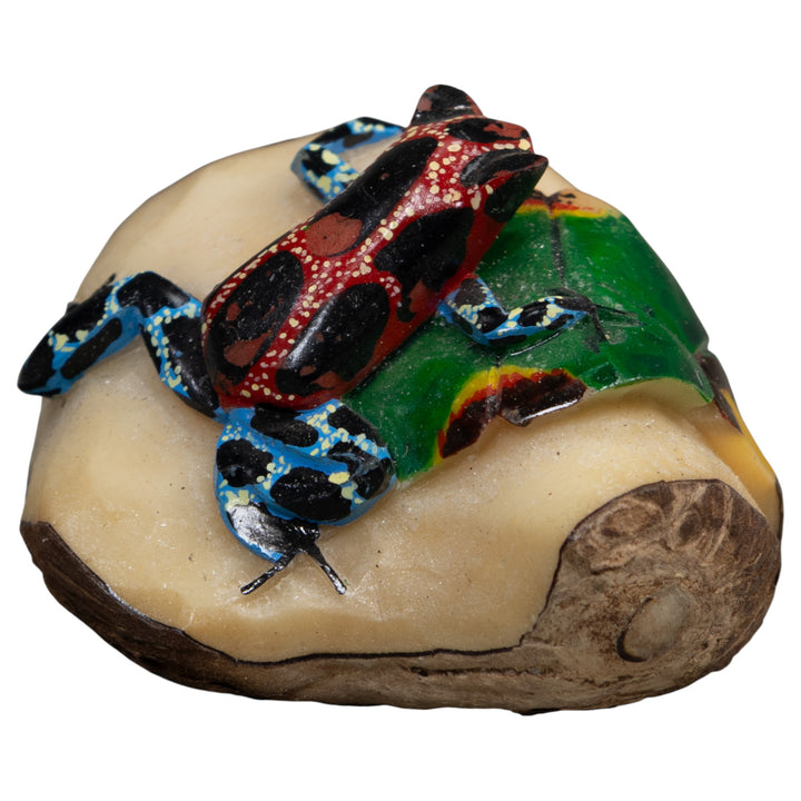 Blue Red And Black Poison Dart Frog Tagua Carving