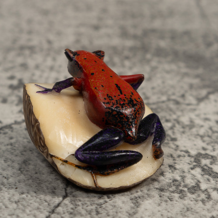 Red And Black Poison Dart Frog Frog Tagua Carving
