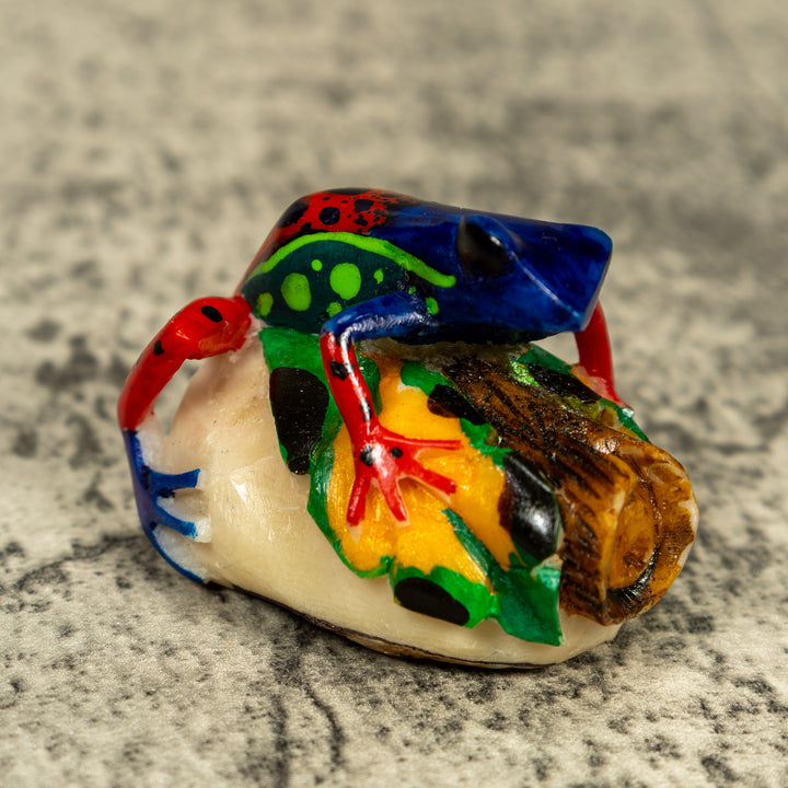 Red Blue And Green Poison Dart Frog Tagua Carving